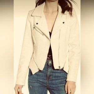 BlankNYC Tweed, off white, Moto Jacket